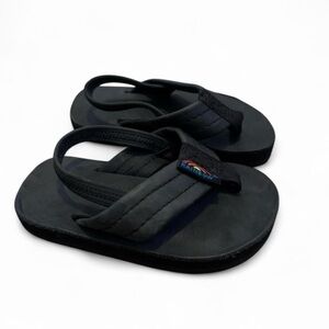 Rainbow black toddler Single Layer Premier Leather Sandals with strap size 3/4C